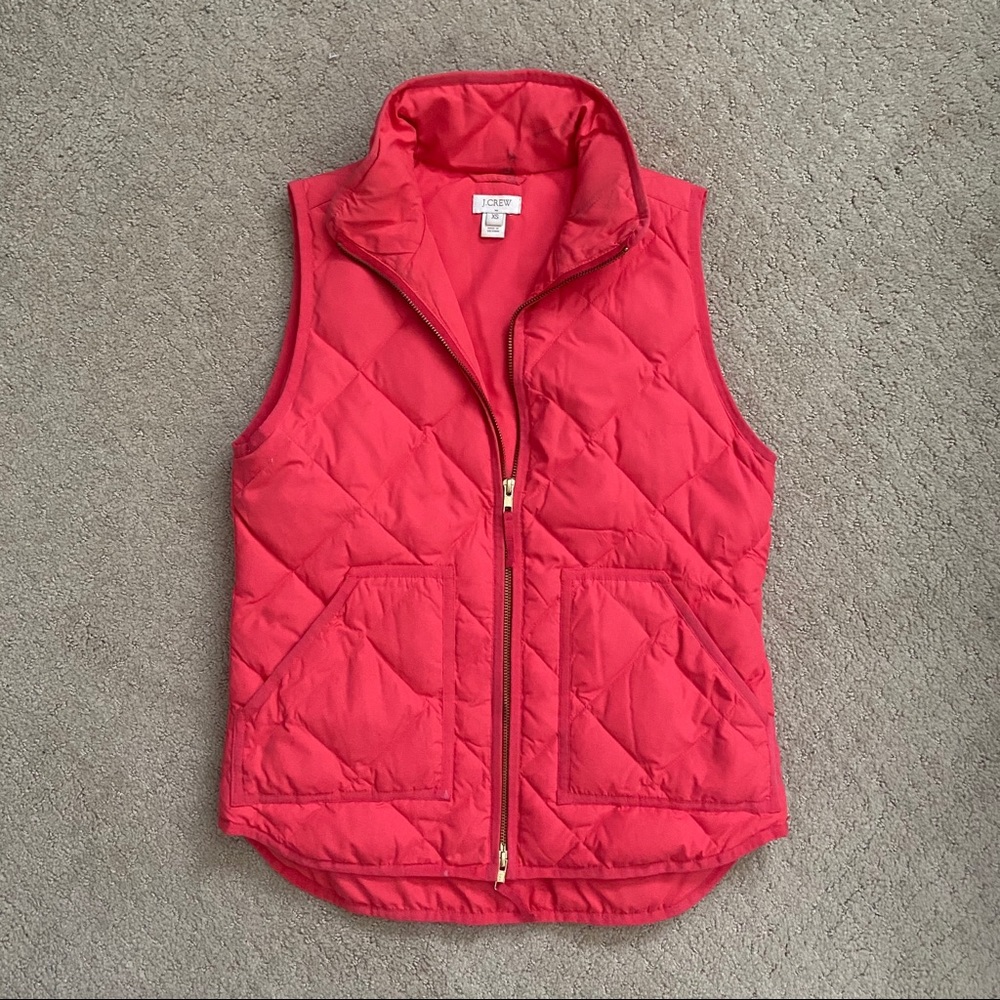 JCrew Hot Pink Fuschia Quilted Puffer Vest Sz XS